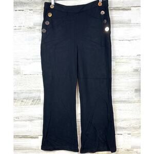 Magaschoni Womens 12 Black High-Waist Wide-Leg Italian Designer Sailor Pants